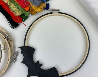Black glitter bat decorative embroidery hoop
