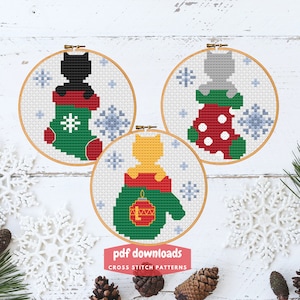 Cross stitch pattern Christmas cat, counted cross stitch, instant download PDF