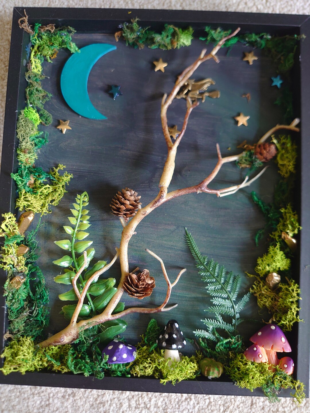 Large Shadow Box Frame Art Nature, Spooky Witch Halloween Display Scene ...