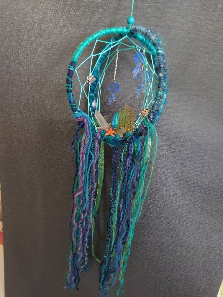 Ocean Orb Dreamcatcher Jellyfish Turquoise Etsy
