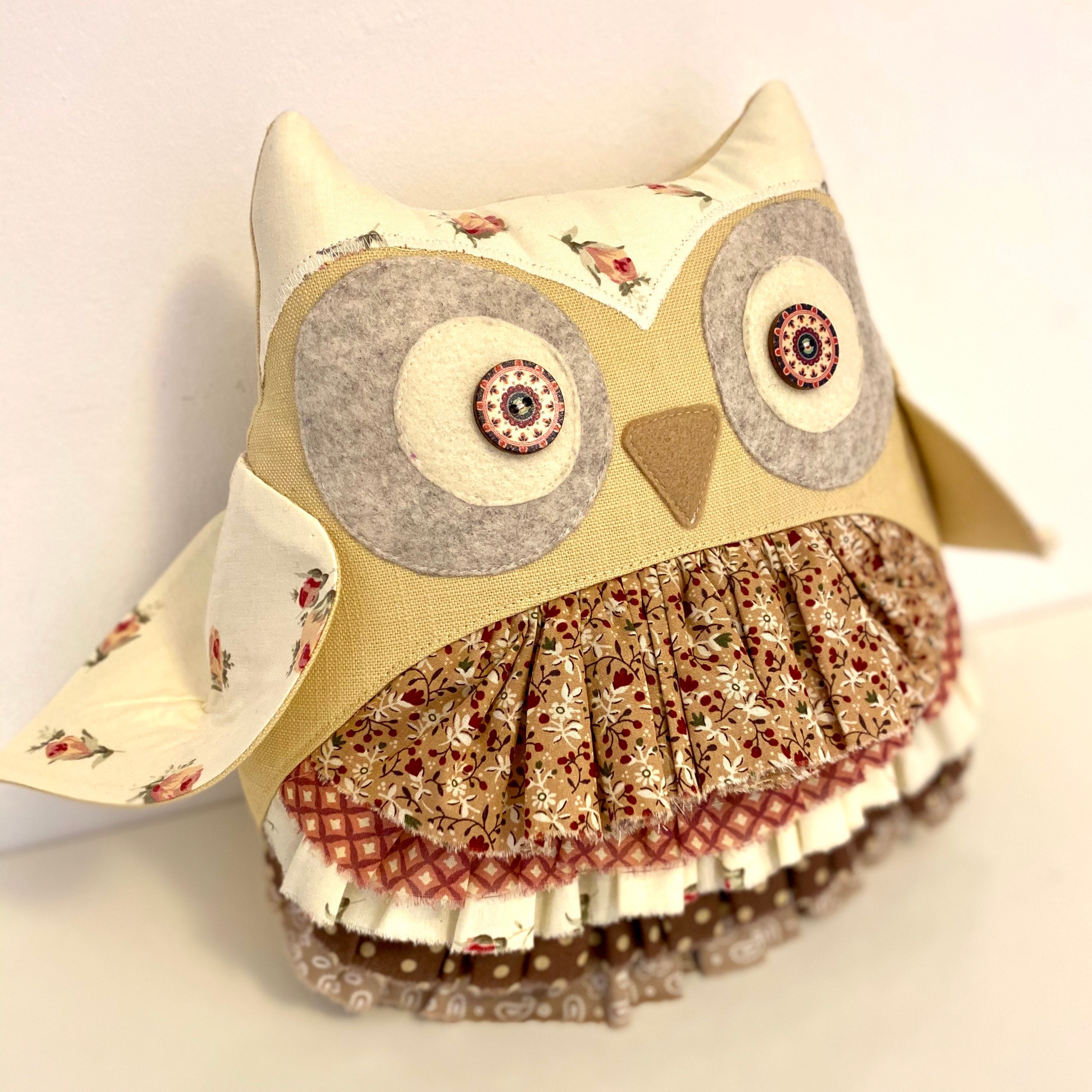 Owl handmade. An unusual gift. Textile decorative Owl. Wall Etsy