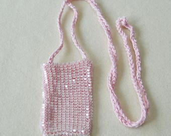 pink bead-knit party purse