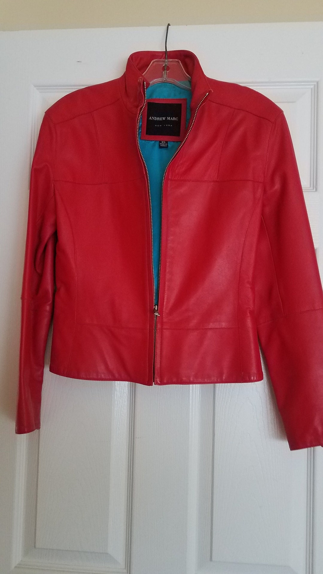 Vintage Andrew Marc Red Leather Jacket XS Etsy