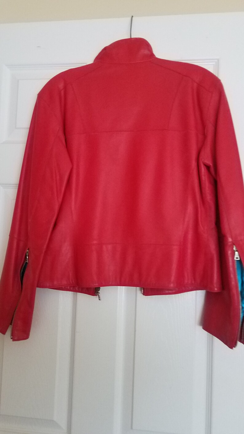 Vintage Andrew Marc Red Leather Jacket XS - Etsy