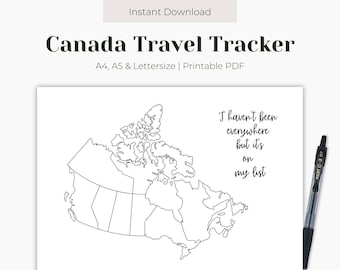 Canada Travel Tracker Printable, Map of Canada Template, Canada Map Download, Country Tracker, Bullet Journal, Planner, Instant Download