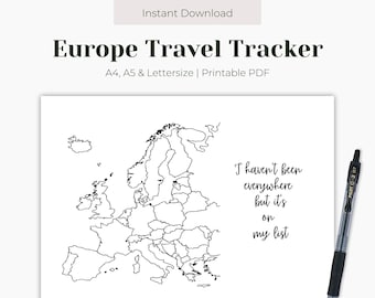 Europe Travel Tracker Printable, Map of Europe Template, Europe Map Download, Country Tracker, Bullet Journal, Planner, Instant Download