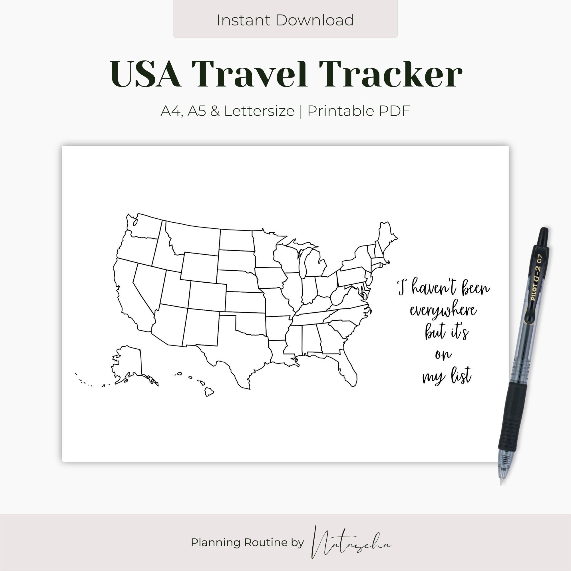USA Travel Tracker Printable Map Of United States Of America USA Map Il Fullxfull.5648634992 Ra0p
