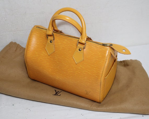 Authentic LOUIS VUITTON Yellow Epi Leather Speedy 25 Handbag