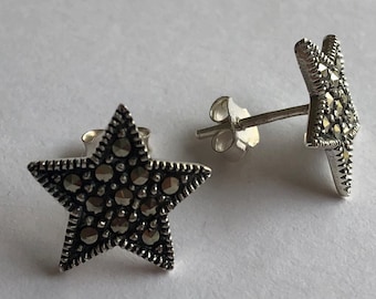 Star Earrings Estrella - Star Stud Earrings - Marcasite Jewelry - Silver Stud Earrings - Silver Studs - Star Studs - Gift Idea for Her