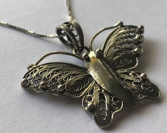 Butterfly Necklace Mariposa - Butterfly Pendant - Butterfly Jewelry - Sterling Silver Pendant Necklace - Filigree Jewelry - Handmade Jewelry