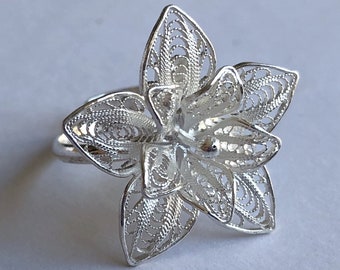 Flower Ring Azahar - Filigree Ring - Silver Ring - Sterling Silver Jewelry - Filigree Jewelry - Flower Jewelry - Handmade Jewelry