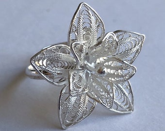 Anello fiore Azahar - Anello in filigrana - Anello in argento - Gioielli in argento sterling - Gioielli in filigrana - Gioielli floreali - Gioielli fatti a mano