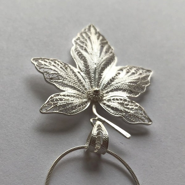 Pendentif feuille Hoja Filigrana - Collier pendentif en argent - Pendentif en filigrane - Collier feuille - Bijoux en filigrane - Bijoux feuille - Collier en argent