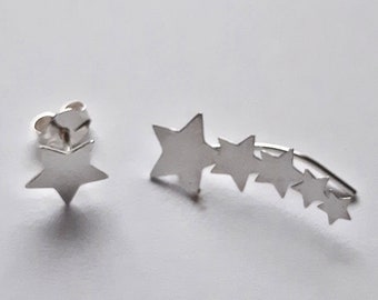 Silver Climber Earrings Trepador Estrella - Silver Climbers - Star Earrings - Star Studs - Star Climbers - Silver Jewelry - Gift for Her