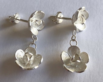 Flower Earrings Floriana - Cherry Blossom Earrings - Sterling Silver Earrings - Filigree Earrings - Handmade Earrings - Women Gift Ideas