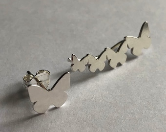 Pendientes trepadores de plata Trepador Mariposa - Pendientes mariposa - Pendientes mariposa - Pendientes trepadores mariposa - Pendientes trepadores de plata - Idea de regalo para ella