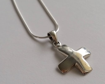 Silver Cross Pendant Simplicity - Sterling Silver Cross - Simple Cross Pendant - Plain Silver Cross - Christening Gift - Gift Idea