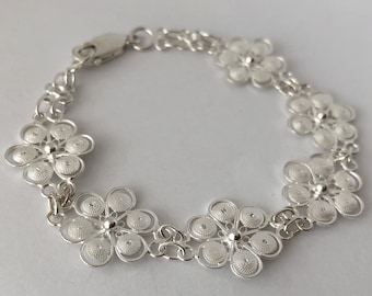 Flower Bracelet Margarita - Filigree Jewelry - Silver Bracelet - Handmade Silver Jewelry - Flower Jewelry - Silver Flower - Gift for Her