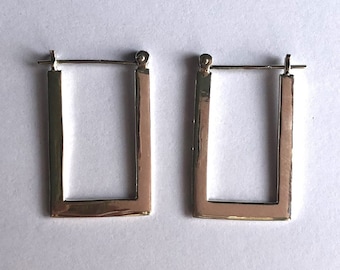 Pendientes geométricos rectangulares de plata - Pendientes geométricos - Joyería geométrica - Pendientes de aro de plata - Joyería de plata - Idea de regalo