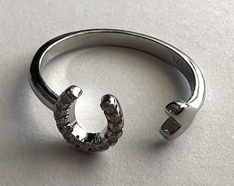 Silver Horseshoe Ring Herradura - Sterling Silver Rings - Equine Ring - Horse Themed Jewelry - Adjustable Rings - Gift for Horse Lover