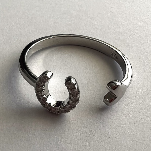 Silver Horseshoe Ring Herradura - Sterling Silver Rings - Equine Ring - Horse Themed Jewelry - Adjustable Rings - Gift for Horse Lover