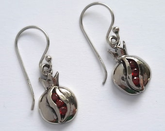 Pomegranate Earrings Granada New Design - Sterling Silver Earrings - Zircon Earrings - Symbol of Abundance - Red Earrings - Gift Idea