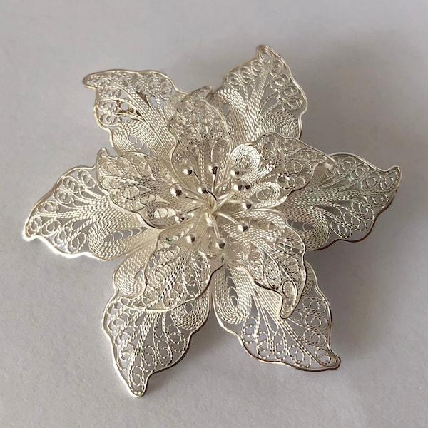 Broche fleur Flor de Amor Grande Light - Broche en argent sterling - Bijoux en filigrane - Bijoux en argent - Broche en filigrane - Idée cadeau pour maman