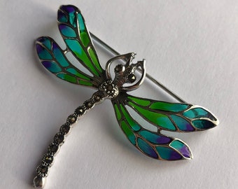 Dragonfly broche Libelula Verde Azulino - Dragonfly sieraden - Sterling zilveren broche - groene broche - cadeau idee - betekenisvol cadeau