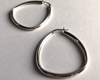 Silver Hoop Earrings Geometricos Redondo - Geometric Earrings - Silver Hoops - Sterling Silver Earrings - Silver Jewelry - Gift Idea for Her