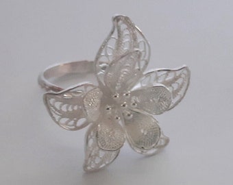 Silver Flower Ring Carmela - Filigree Ring - Silver Ring - Sterling Silver Jewelry - Filigree Jewelry - Flower Jewelry - Handmade Jewelry