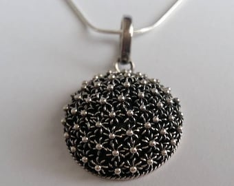 Silver Pendant Roseton - Sterling Silver Pendants - Charro Jewelry - Silver Jewelry - Silver Necklace - Pendand and Chain - Gift for Her