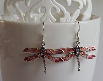 Dragonfly Earrings Libelula Violeta - Stained Glass Earrings - Dragonfly Jewelry - Sterling Silver Earrings - Art Noveau Jewelry - Gift Idea
