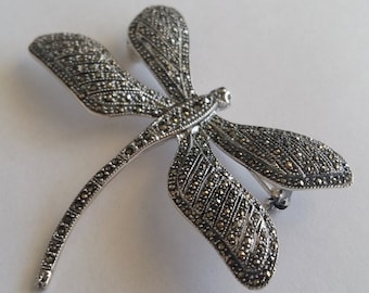 Dragonfly Brooch Libelula Grande - Dragonfly Jewelry - Sterling Silver Jewelry - Marcasite Jewelry - Large Brooch - Gift Idea for Her