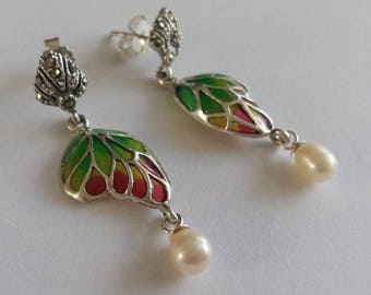 Butterfly Earrings Mariposa Verde - Butterfly Wing Jewelry - Stained Glass Earrings - Butterfly Jewelry - Silver Earrings - Green Earrings