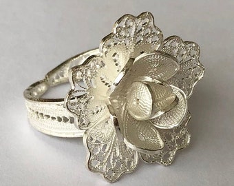 Flower Ring Flor De Esperanza II Filigree Ring Sterling Silver