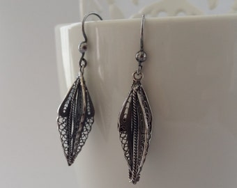 Silver Earrings Plumas de Angel - Filigree Earrings - Silver Dangle Earrings - Streling Silver Jewelry - Filigree Jewelry - Gift for Her