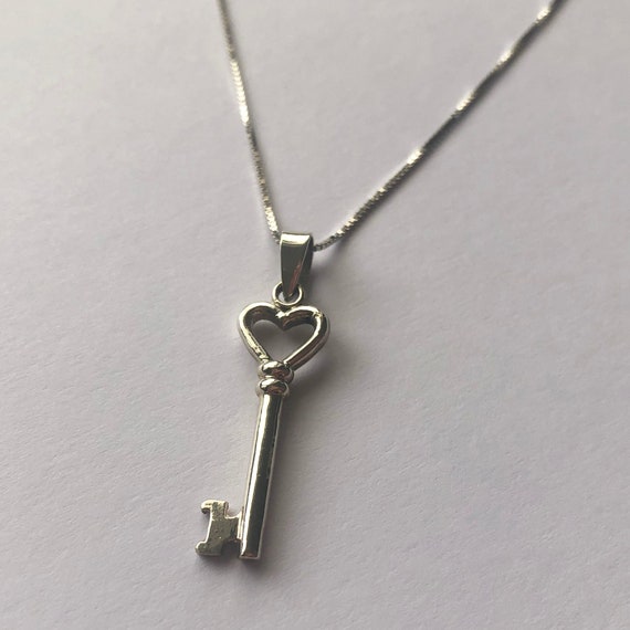 Heart Key Pendant Llave Corazon Silver Key Necklace Silver | Etsy