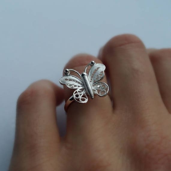 Anillo de mariposa Anillo de plata Mariposa Anillo de filigrana