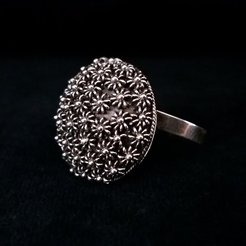 Sterling Silver Ring Roseton Silver Rings Charro Ring Adjustable Rings Rings for Women Women Jewelry Handmade Rings Gift Idea image 5