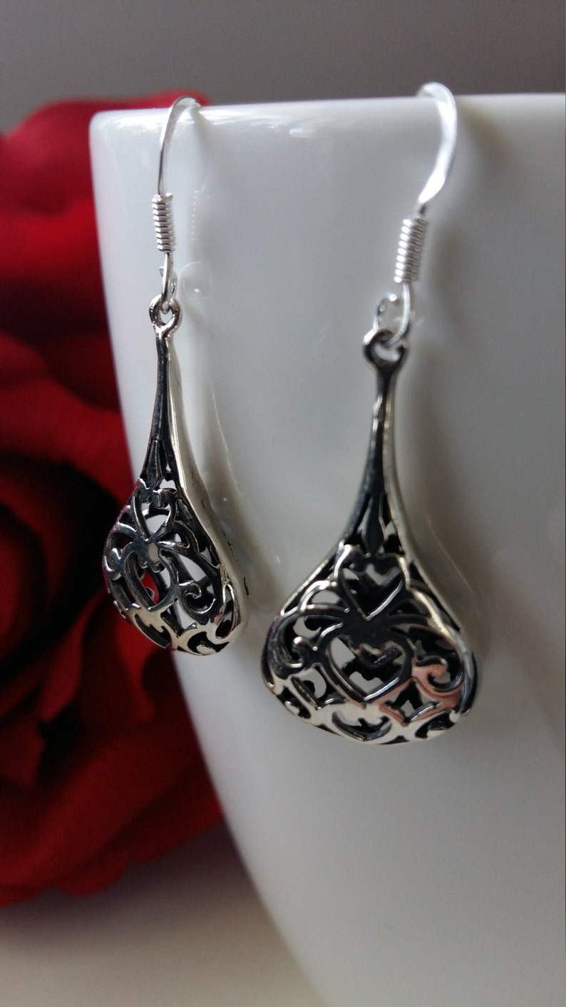 Sterling Silver Earrings Magdalena Silver Dangle Earrings Teardrop Earrings Handmade Earrings Boho Earrings Earrings image 5