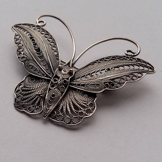 Silver Butterfly Brooch Mariposita Sterling Silver Brooch Filigree