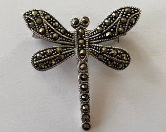 Dragonfly Brooch Libelula Marcasita - Dragonfly Jewelry - Sterling Silver Jewelry - Marcasite Jewelry - Silver Brooch - Gift Idea for Her