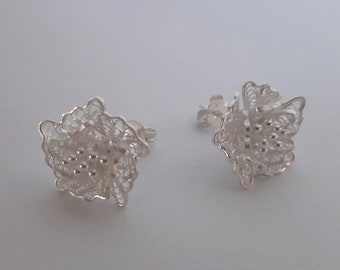 Filigree Flower Earrings Flor de Noche - Silver Filigree Earrings - Sterling Silver Earrings - Flower Stud Earrings - Gift Idea for Her