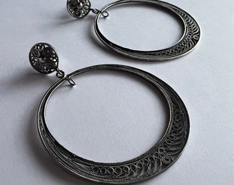 Silver Filigree Earrings Aros Filigrana - Sterling Silver Earrings - Filigree Jewelry - Handmade Earrings - Gift Idea for Her