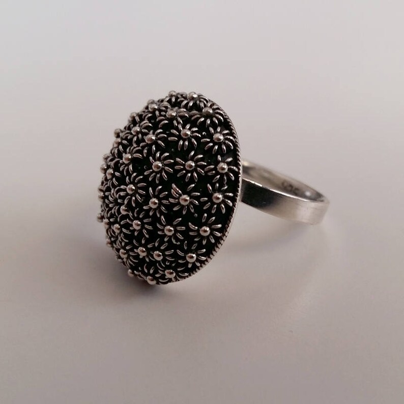 Sterling Silver Ring Roseton Silver Rings Charro Ring Adjustable Rings Rings for Women Women Jewelry Handmade Rings Gift Idea image 2