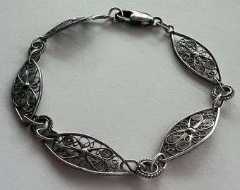 Silver Filigree Bracelet Huelva - Filigree Jewelry - Handmade Bracelet - Light and Dark Version