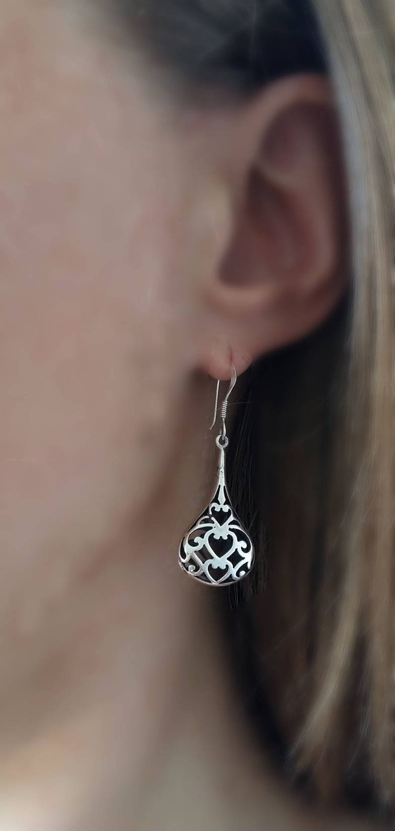 Sterling Silver Earrings Magdalena Silver Dangle Earrings Teardrop Earrings Handmade Earrings Boho Earrings Earrings image 4