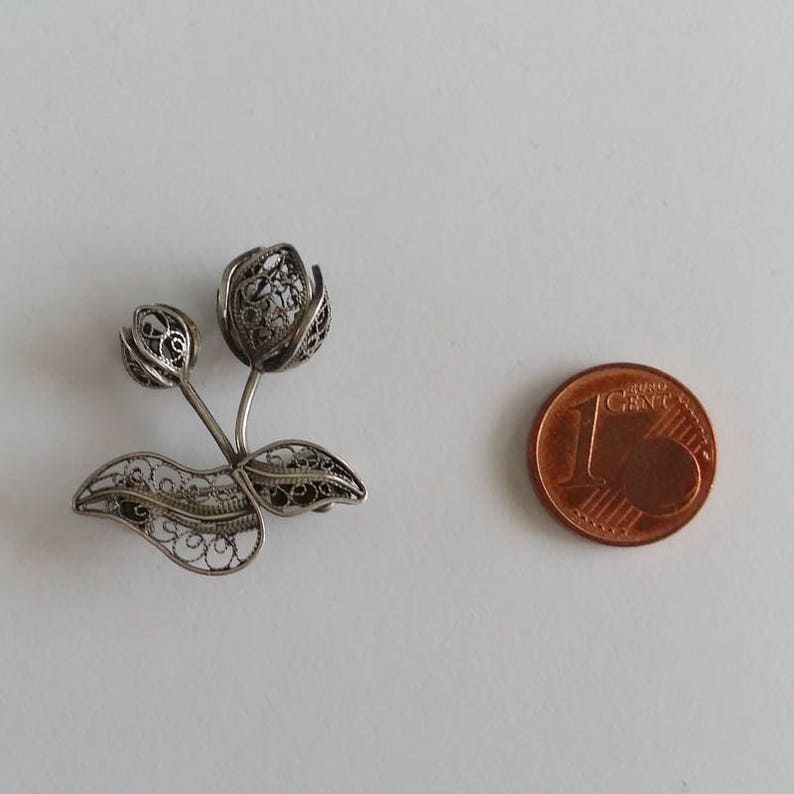 Filigree Brooch Tulipan Sterling Silver Brooch Gift Idea for Wife Filigree Jewelry Floral Brooch Silver Jewelry Flower Brooch