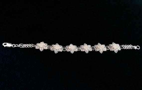 Flower Bracelet Flores - Sterling Silver Bracelet - Filigree