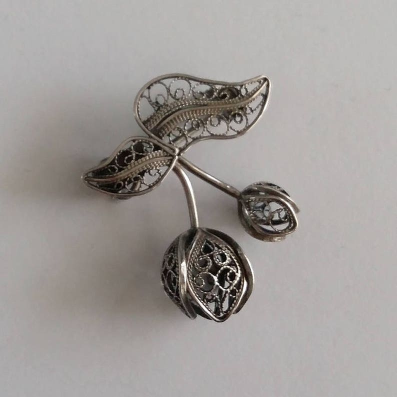 Filigree Brooch Tulipan Sterling Silver Brooch Gift Idea for Wife Filigree Jewelry Floral Brooch Silver Jewelry Flower Brooch